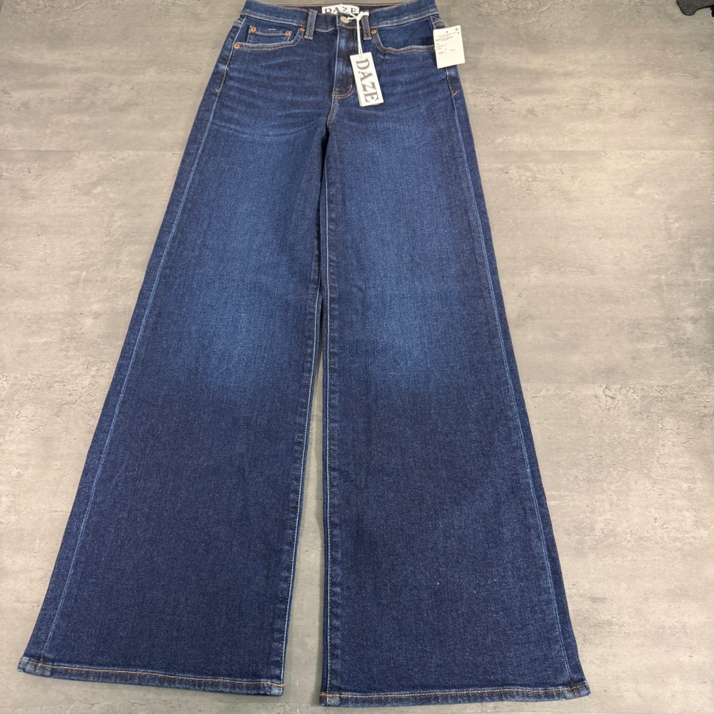 Daze Denim Jeans Womens 26 Far Out High Rise Wide Leg Hottie Blue NEW